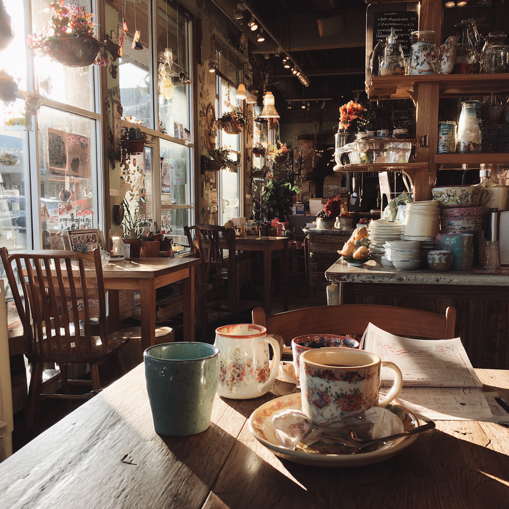 The interior of a cozy coffee shop | Source: Midjourney