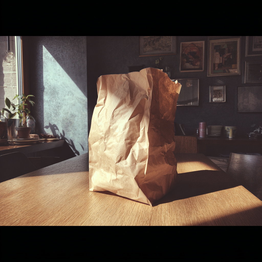 A takeaway bag on a table | Source: Midjourney