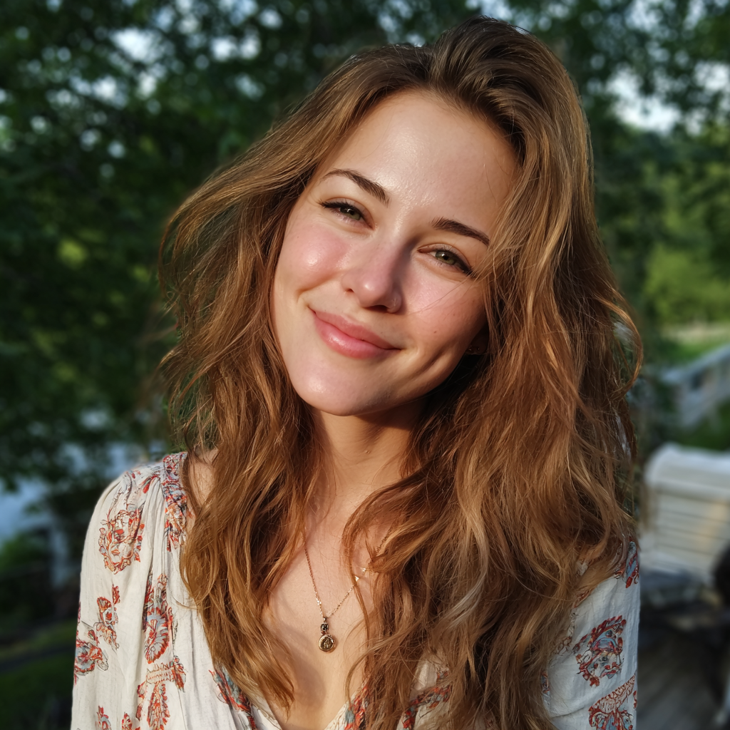 A smiling woman standing outside | Source: Midjourney