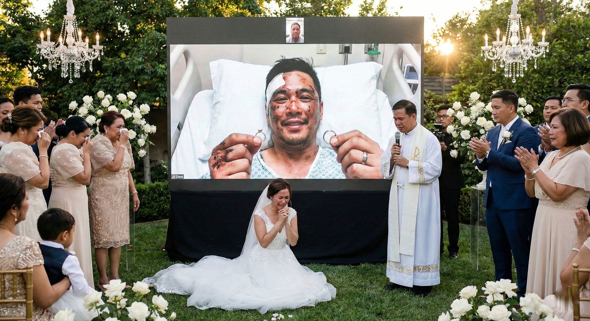 Có thể là hình ảnh về đám cưới, cái bục và văn bản