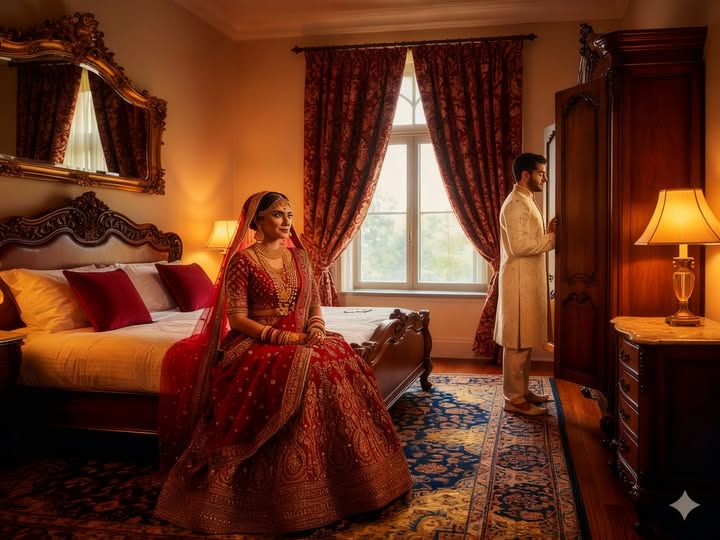 Có thể là hình ảnh về giường, đám cưới và phòng ngủ