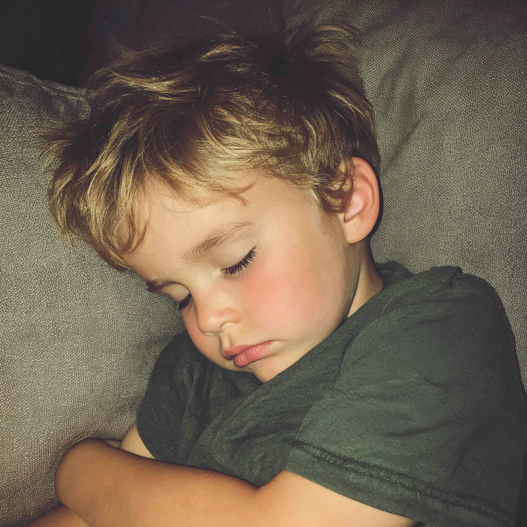 A little boy sleeping on a couch | Source: Midjourney